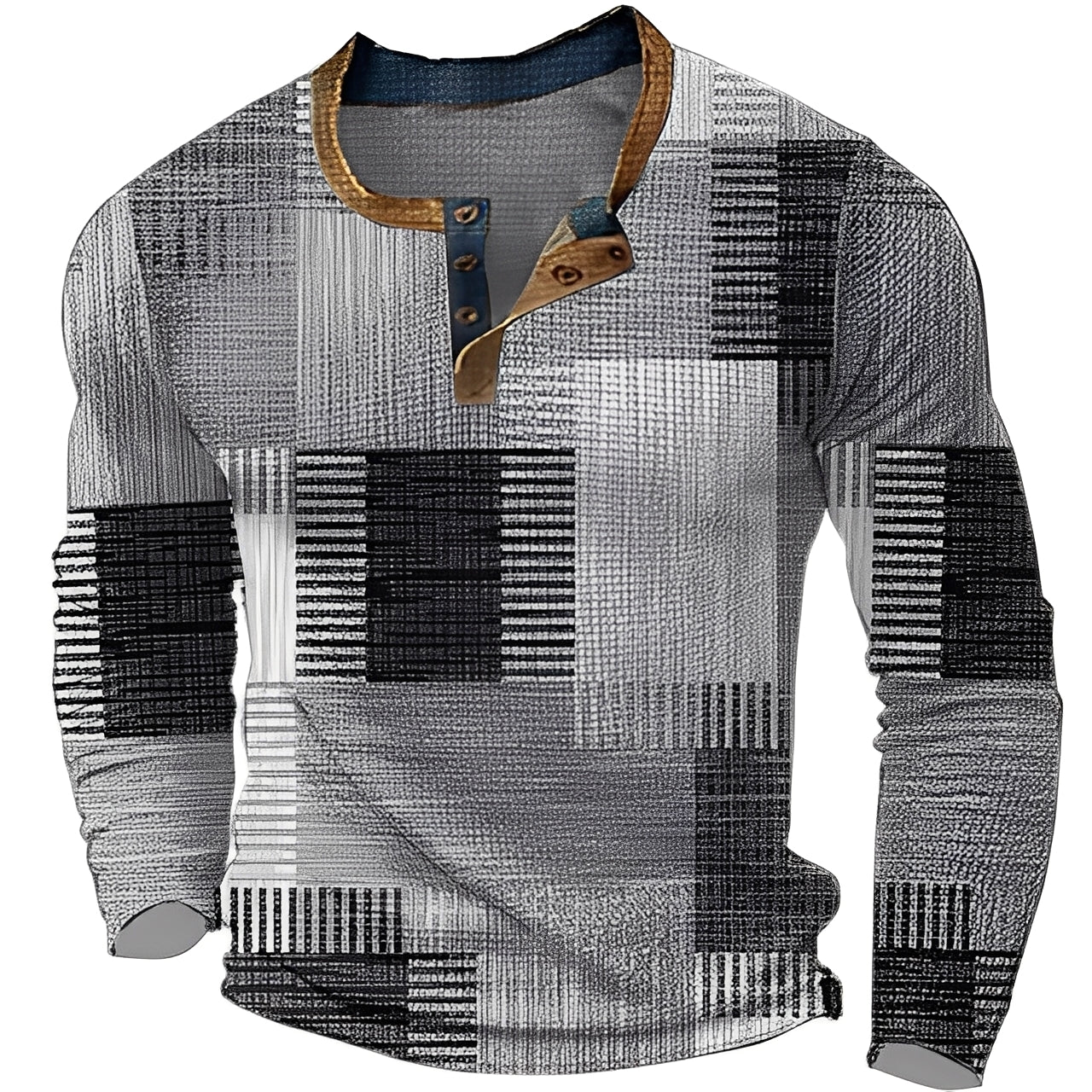 Brennan - Camisa de manga larga casual impresa para hombres
