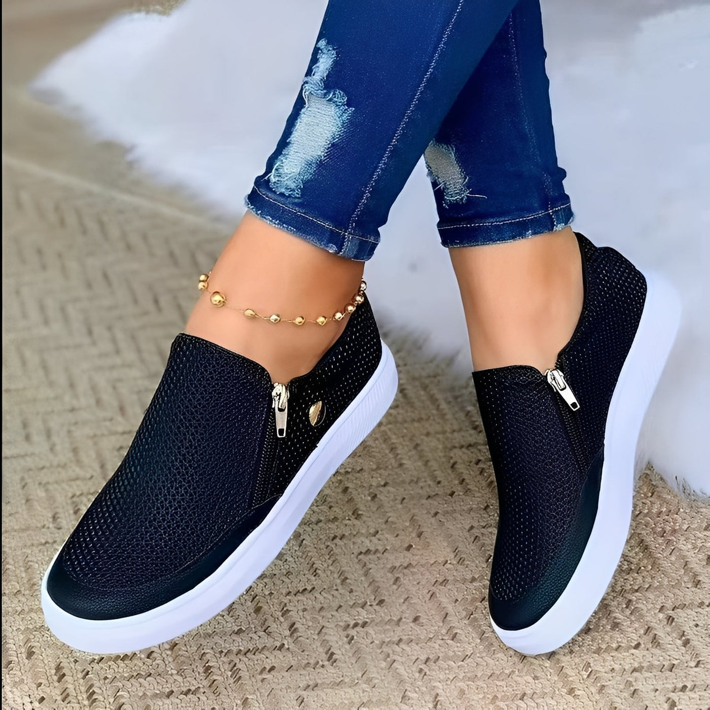 Renita - Zapatos casuales con cremallera para mujeres