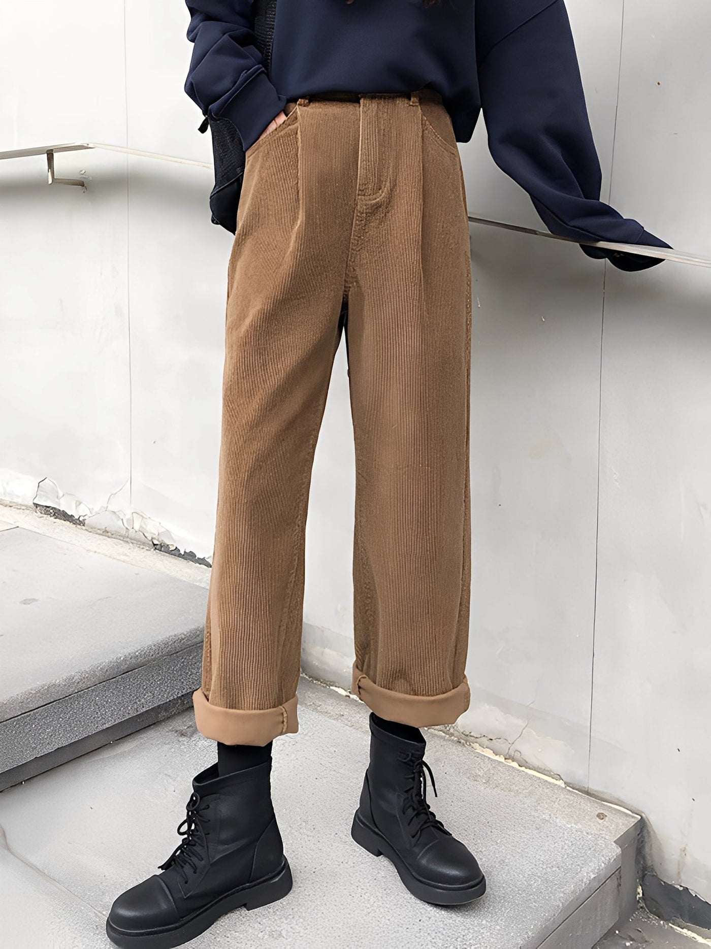 Shelbie - Pantalones clásicos de pana con pierna ancha para mujeres