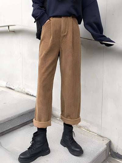 Shelbie - Pantalones clásicos de pana con pierna ancha para mujeres