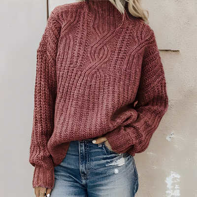 Colleen - Suéter suelto con cuello alto para mujeres