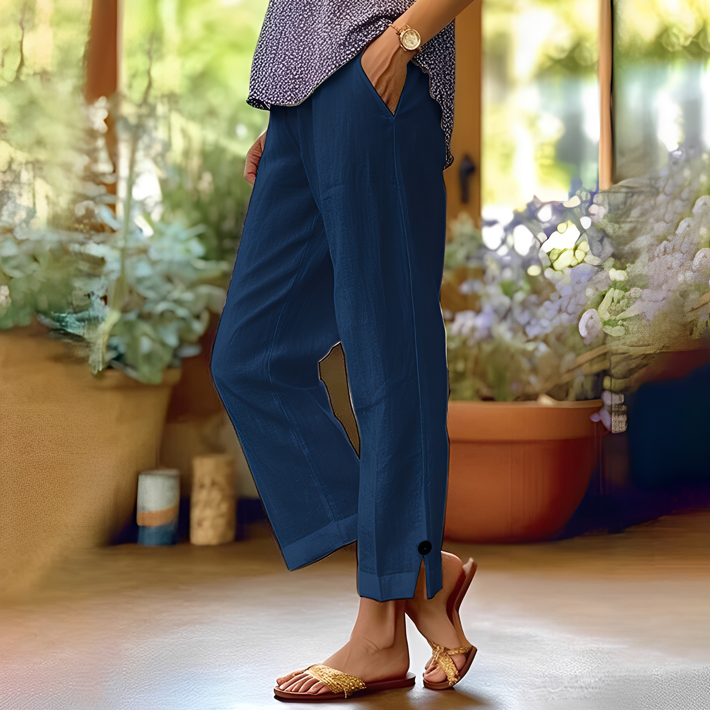Kassia - Pantalones casuales de verano de lino para mujeres