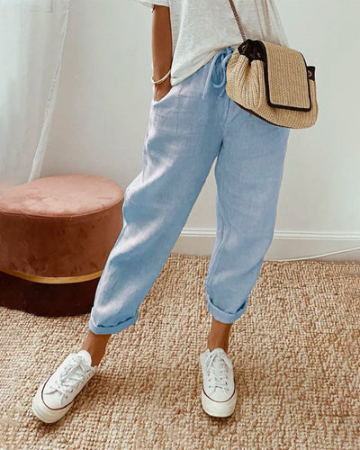 Luxara - pantalones aireados de mujer con cinturilla elástica de verano