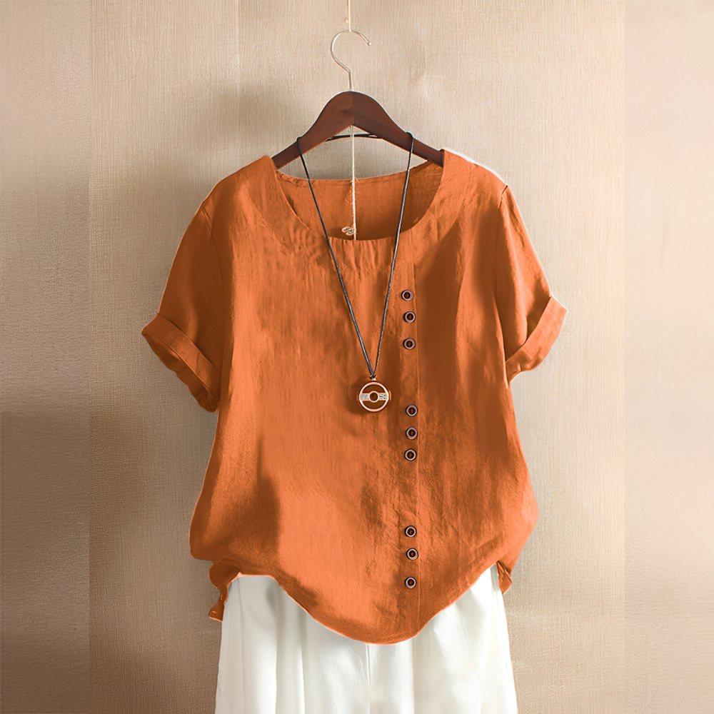 Corrine - Clásica, holgada blusa de lino para mujer