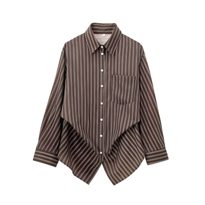 Frederica - Camisa de rayas de manga larga casual para mujeres