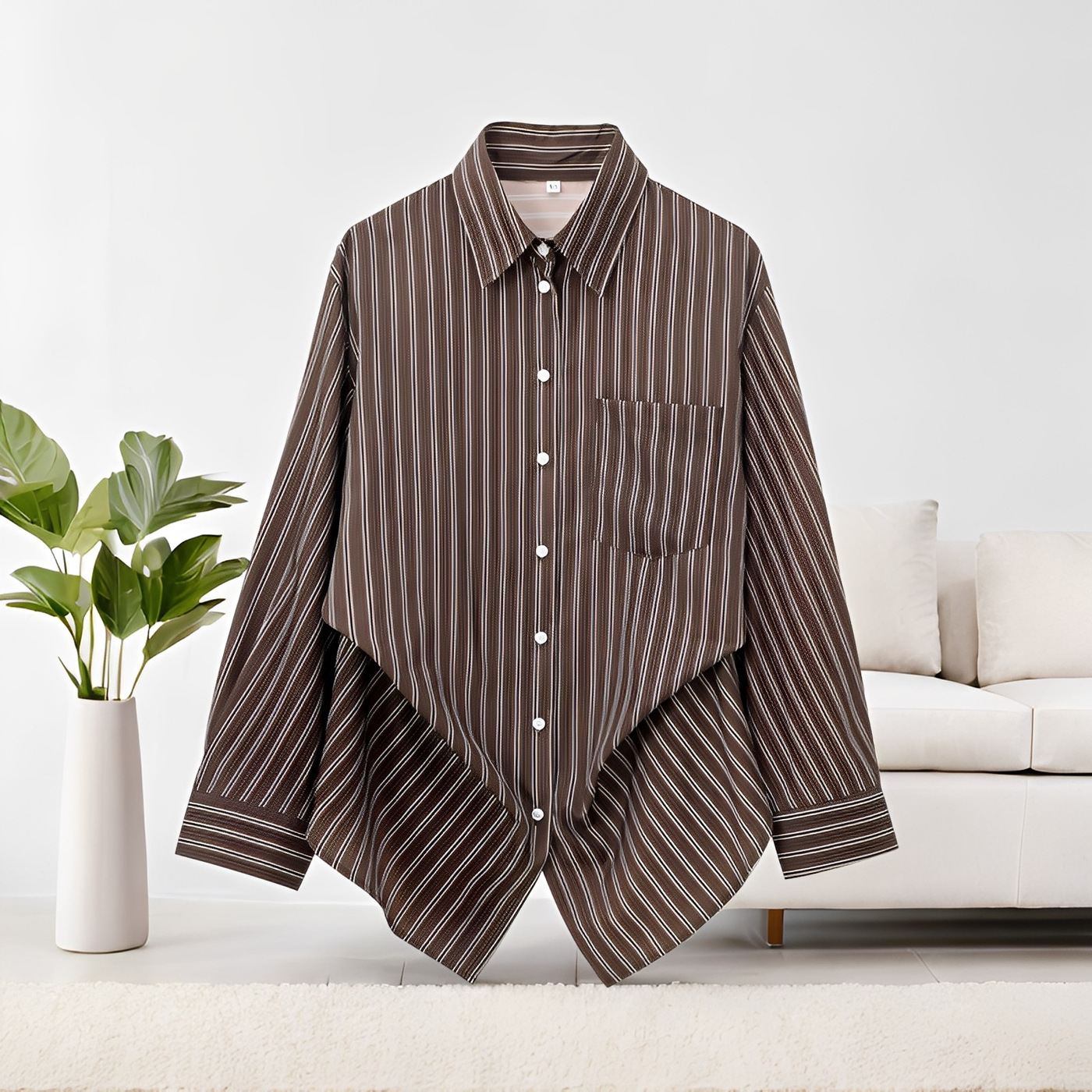 Frederica - Camisa de rayas de manga larga casual para mujeres