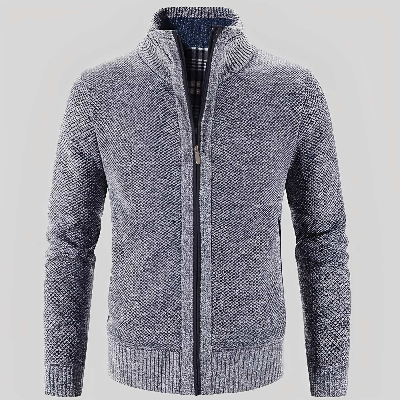 Kelvin - Sencilla Chaqueta de Punto con Cremallera para Hombres