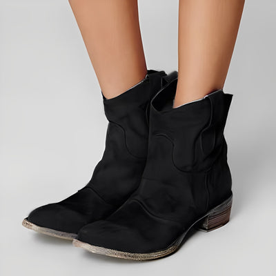 Adaline - Botas vaqueras retro con tacón bajo para mujer