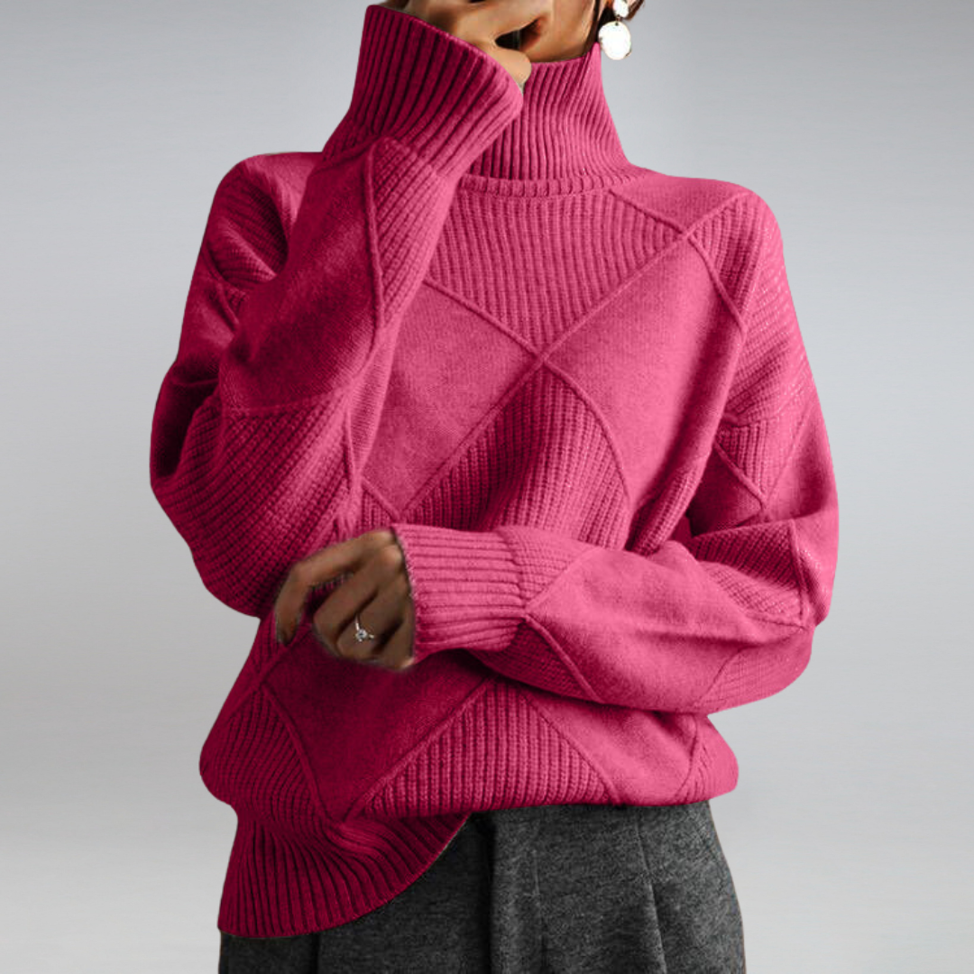 Ashlie - Cómodo, cálido jersey de cuello alto para mujeres