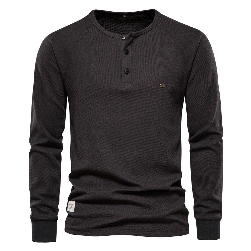 Jacob - Camisa Casual de Manga Larga de Waffle para Hombres