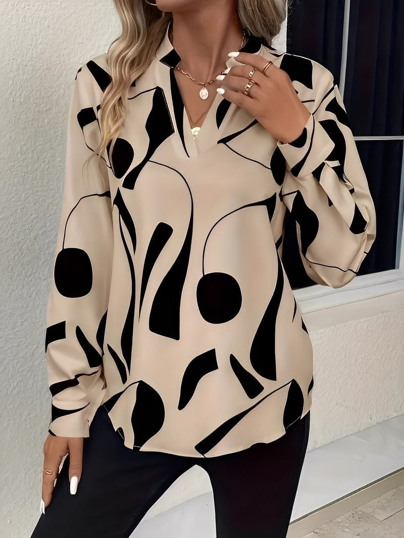 Melville - Elegante blusa de manga larga con estampado para mujer