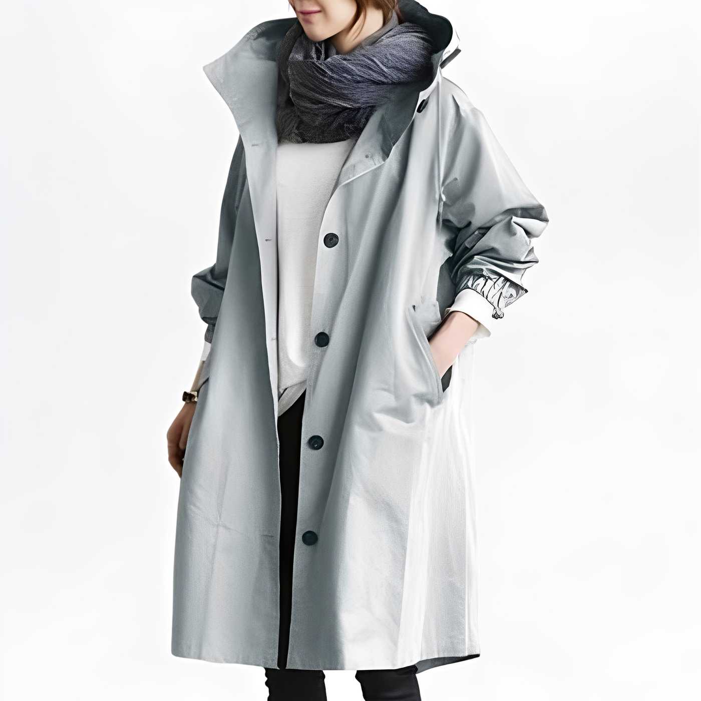 Giselle - Impermeable Chaqueta de Lluvia con Capucha para Mujer
