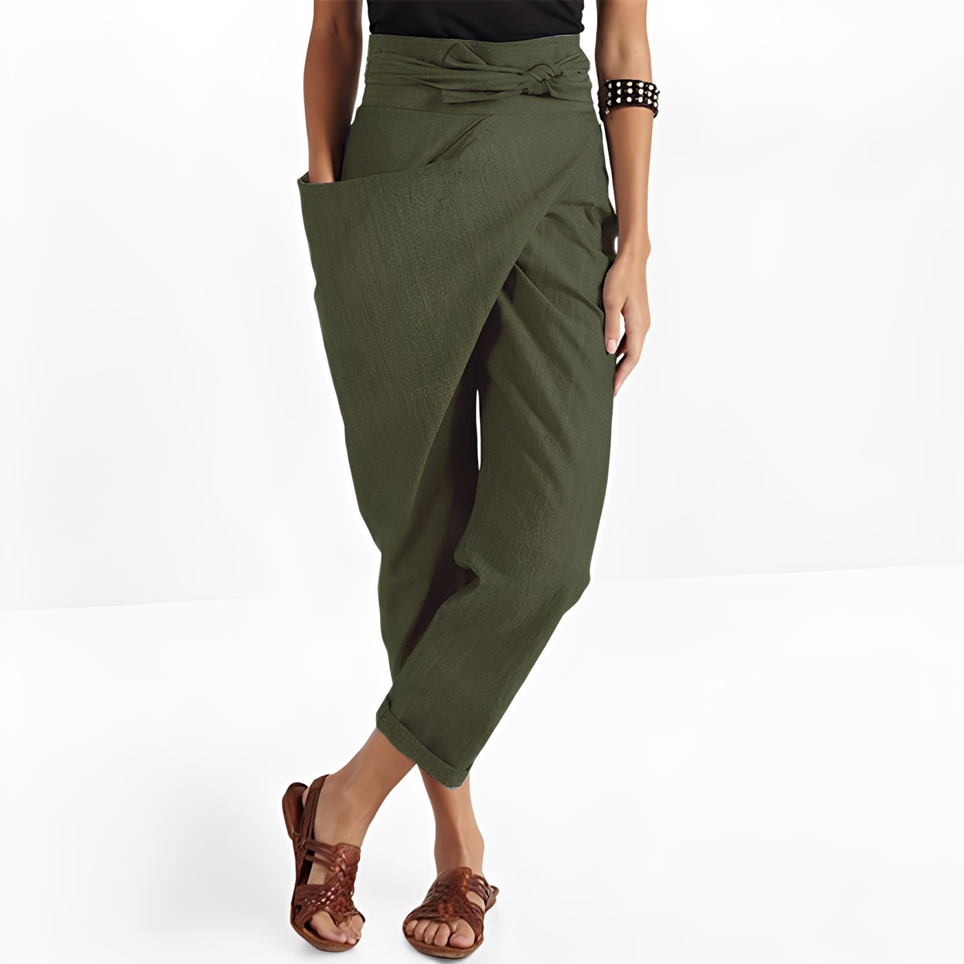 Courteney - Pantalones Harem Casuales de Talle Alto para Mujeres
