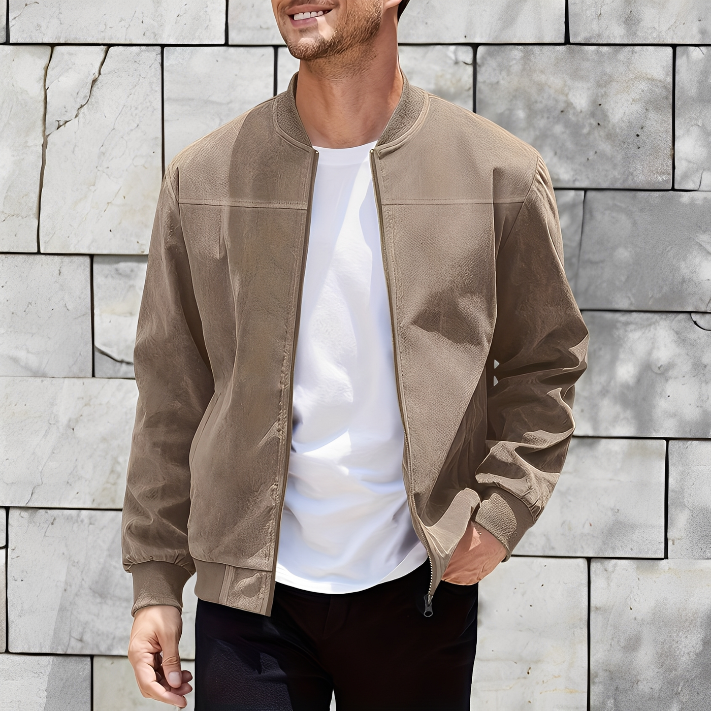 Easton - Clásica, elegante chaqueta de gamuza para hombres