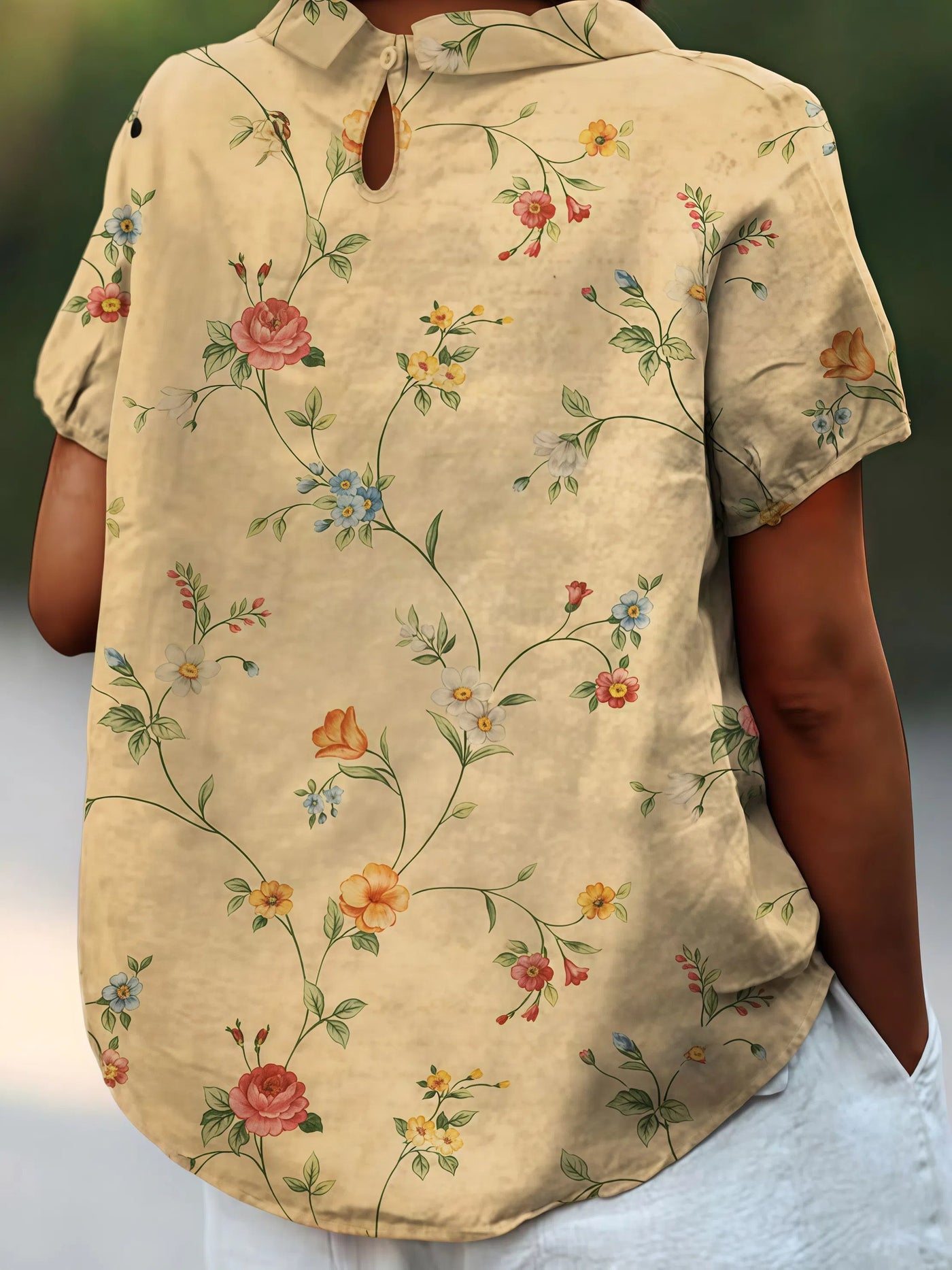 Alejandra - Camisa casual con estampado de flores