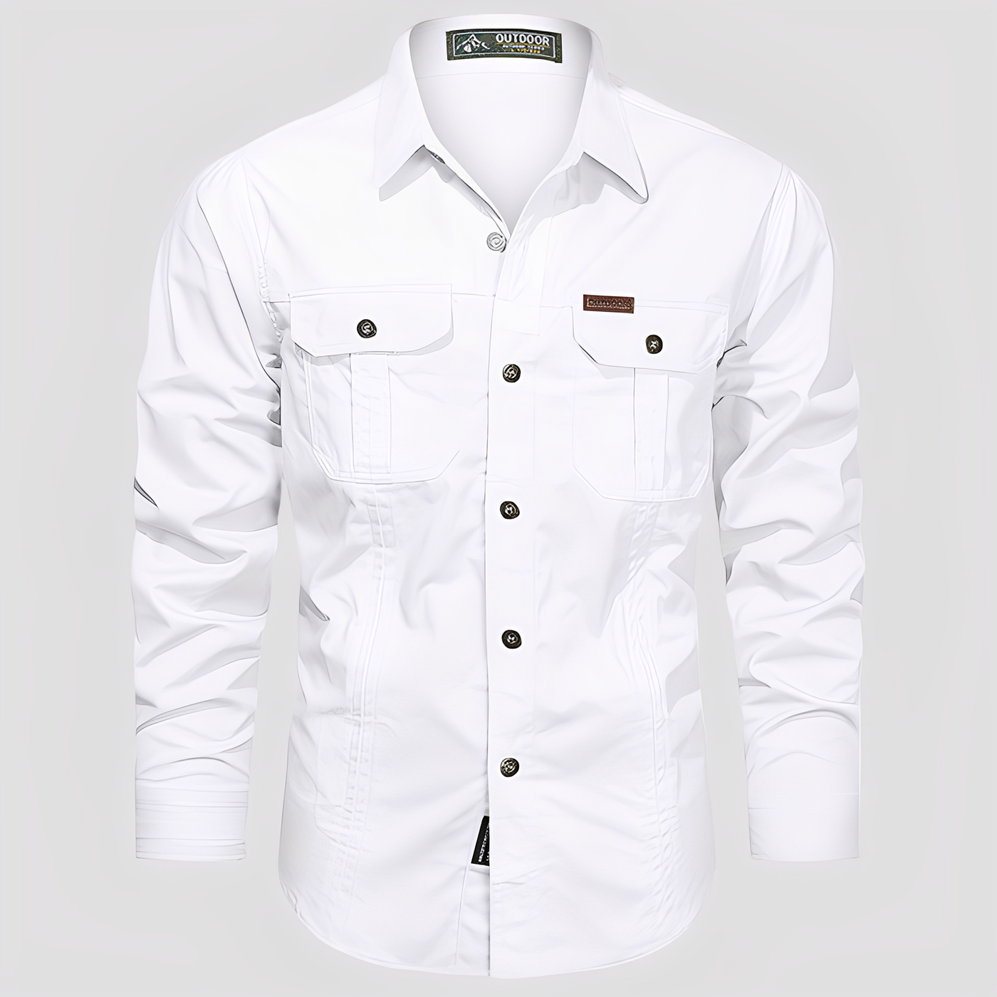 Ranulph - Camisa Cargo de Manga Larga Casual para Hombres