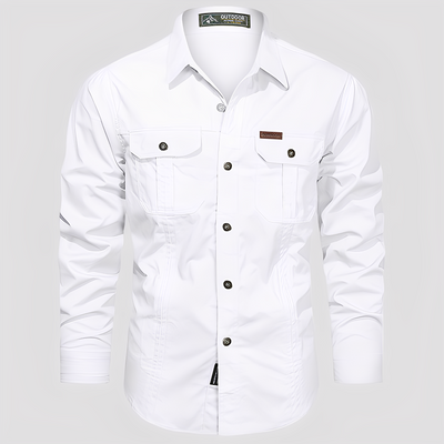 Ranulph - Camisa Cargo de Manga Larga Casual para Hombres