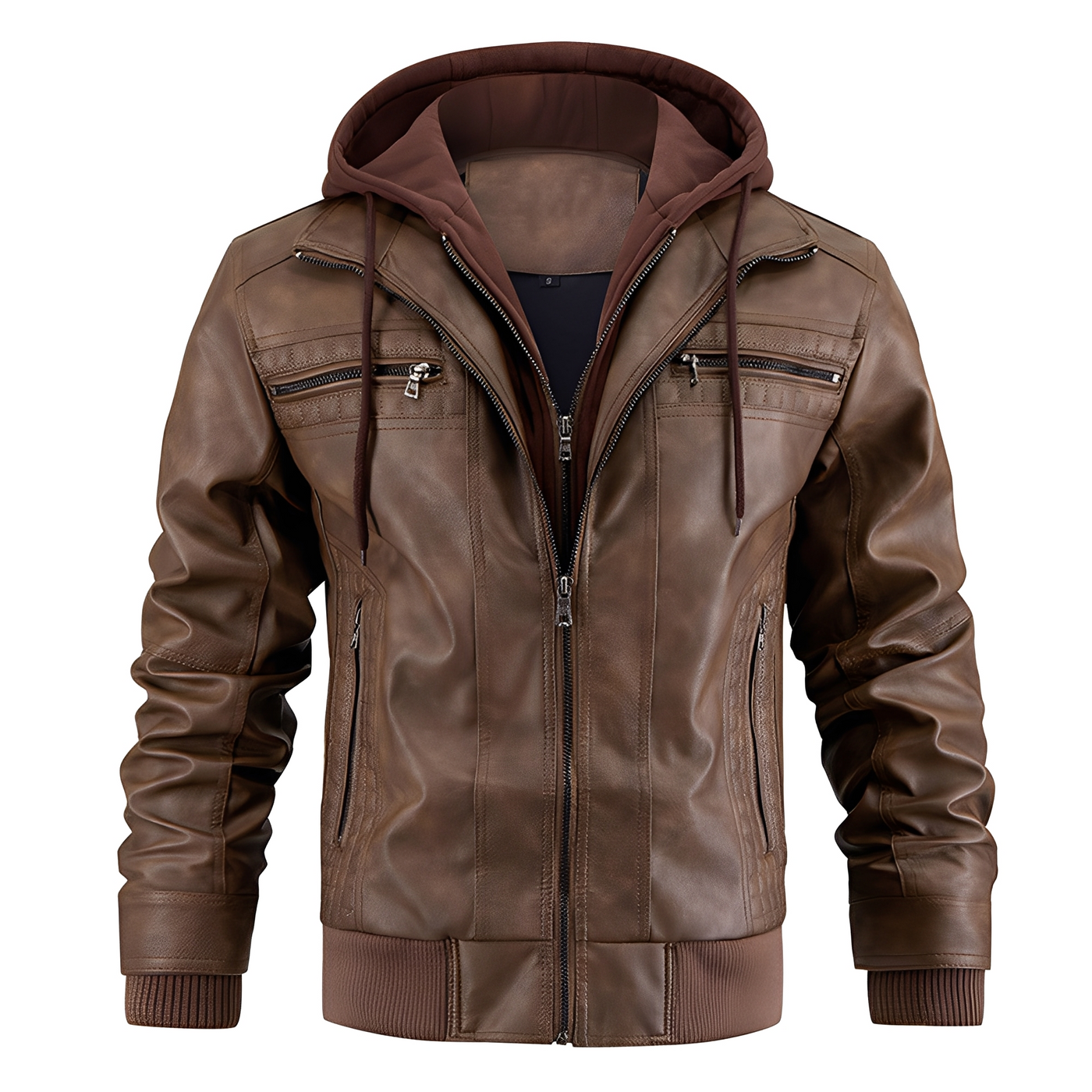Everard - Clásica chaqueta de motocicleta con capucha para hombres