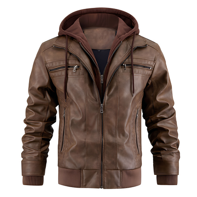 Everard - Clásica chaqueta de motocicleta con capucha para hombres