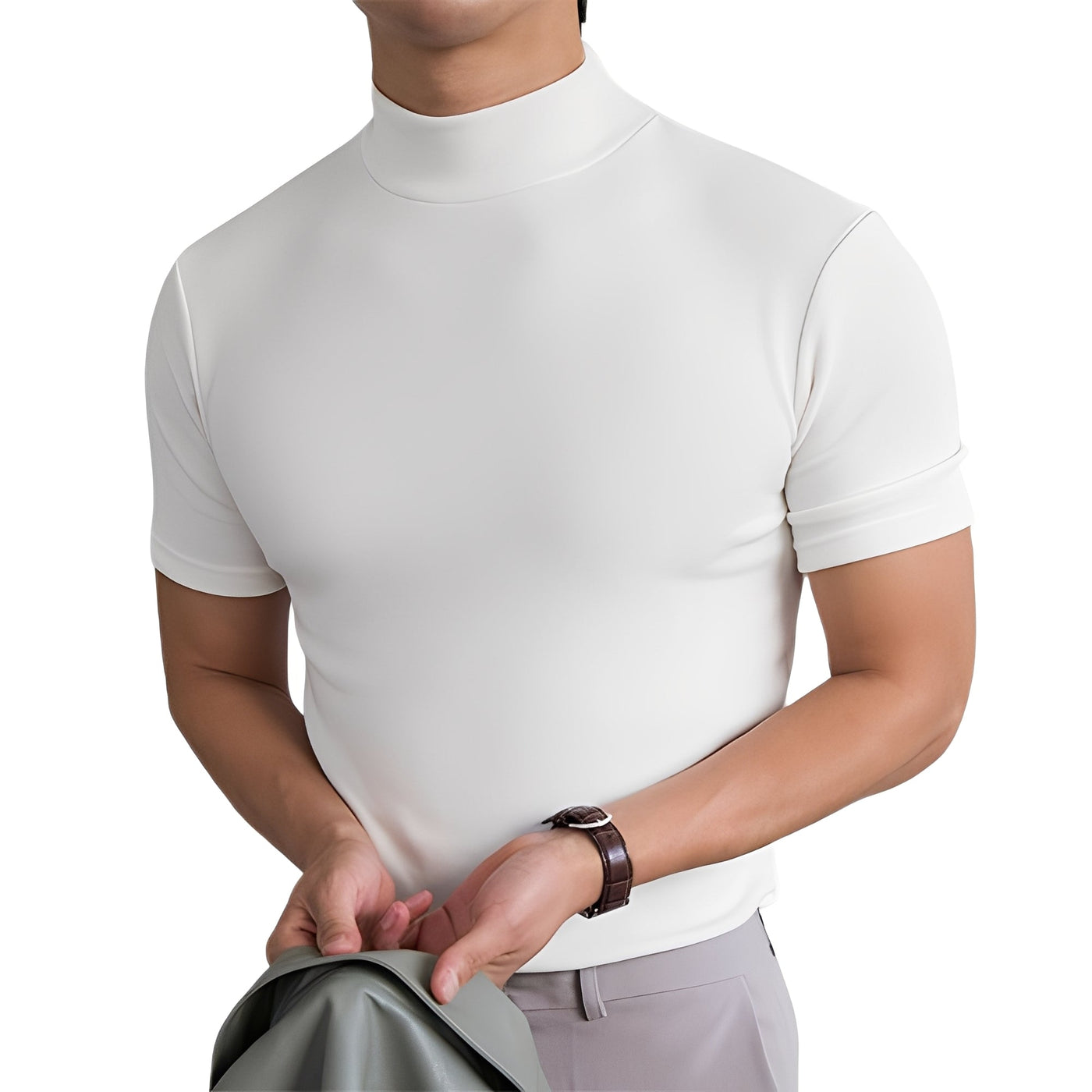 Terence - Camisa ajustada informal con cuello alto para hombres