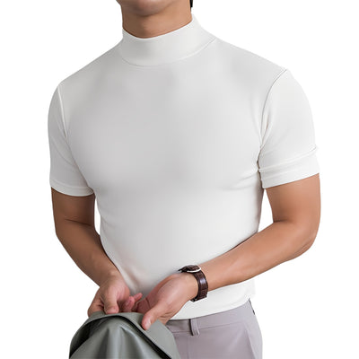 Terence - Camisa ajustada informal con cuello alto para hombres