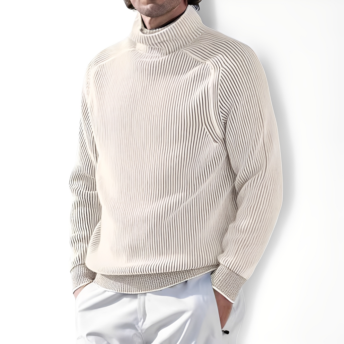 Jarrett - Suéter de casimir con cuello alto para hombres