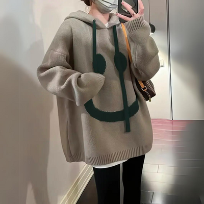 Emelia - Hoodie suelto con diseño de smiley para mujeres