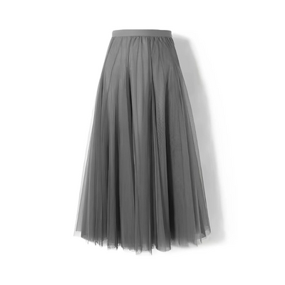 Kelly - Falda midi casual de malla plisada para mujer