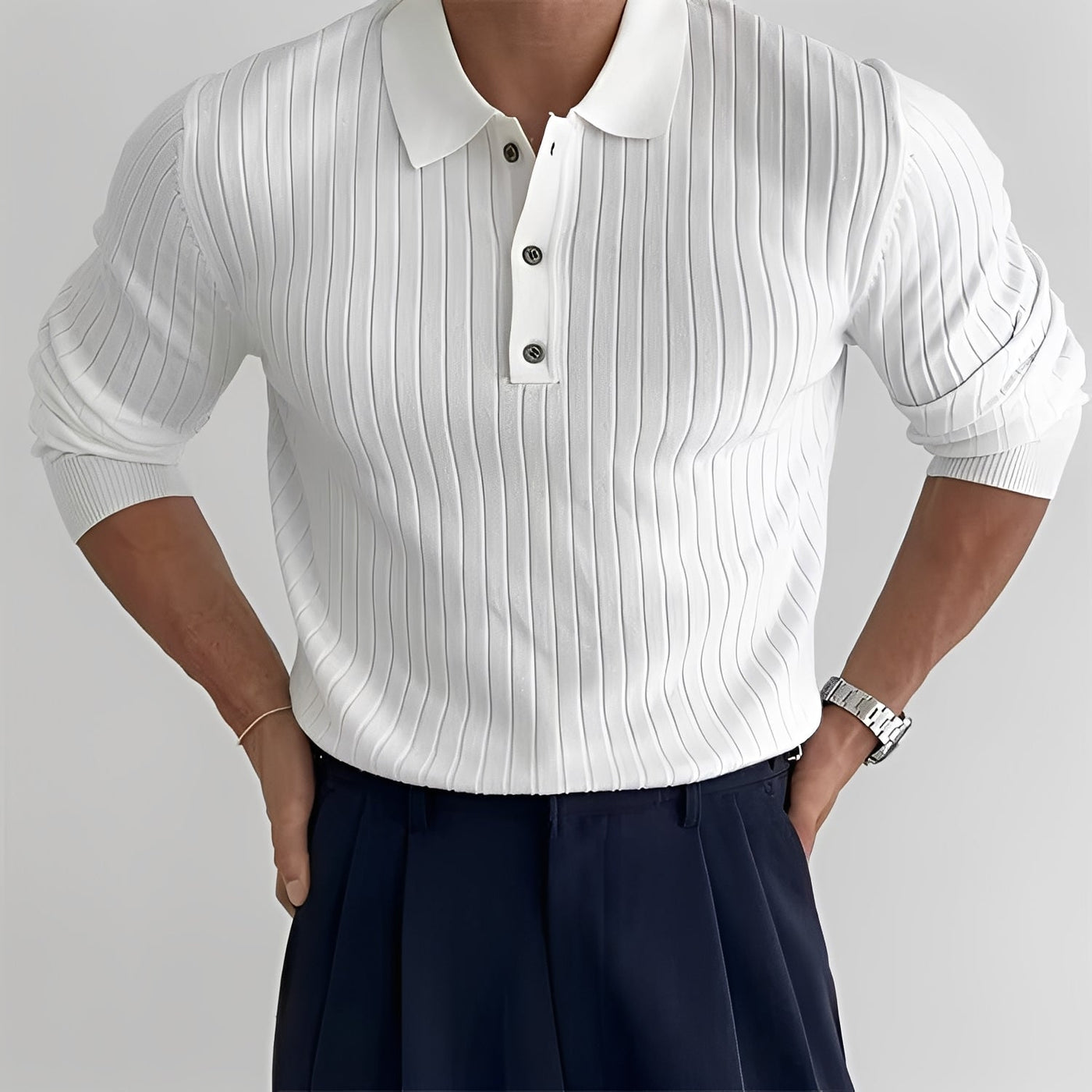 Raphael - Camisa de manga larga con cuello de solapa para hombres