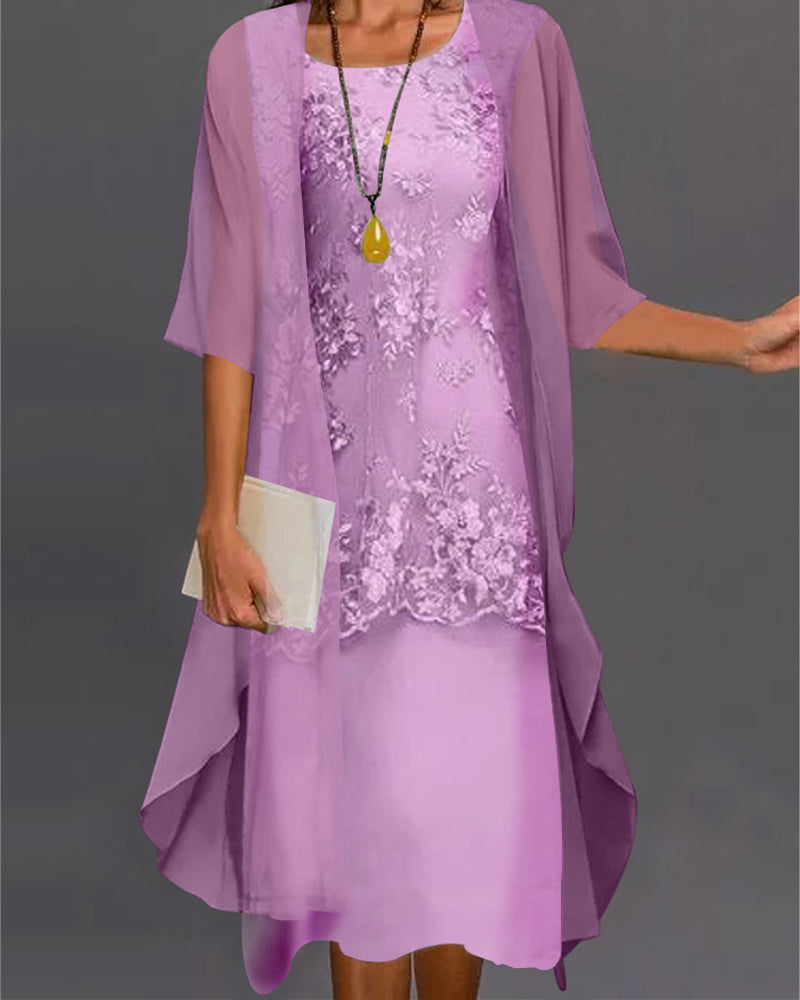 Chona - Elegante Vestido de Gasa de dos Piezas
