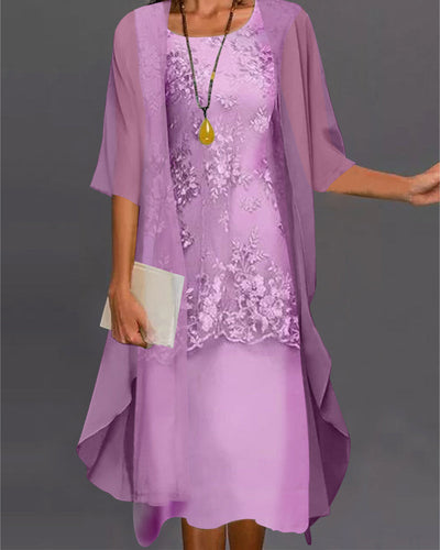 Chona - Elegante Vestido de Gasa de dos Piezas