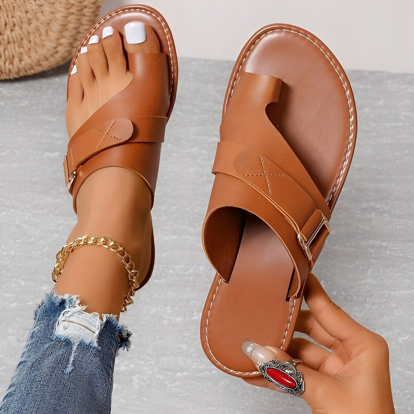 Renita - Casual, ligeras sandalias planas para mujer