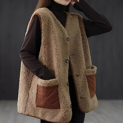 Emerie - Chaleco grueso y casual con bolsillos para mujeres