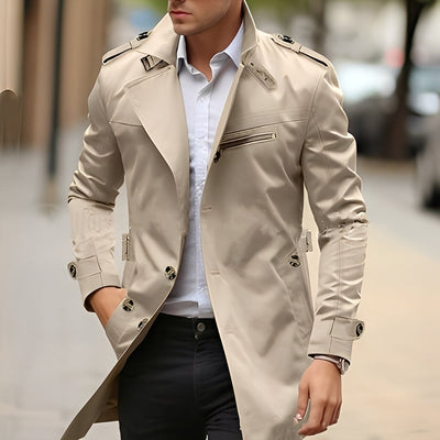 Derrick - Trench elegante con solapas para hombres