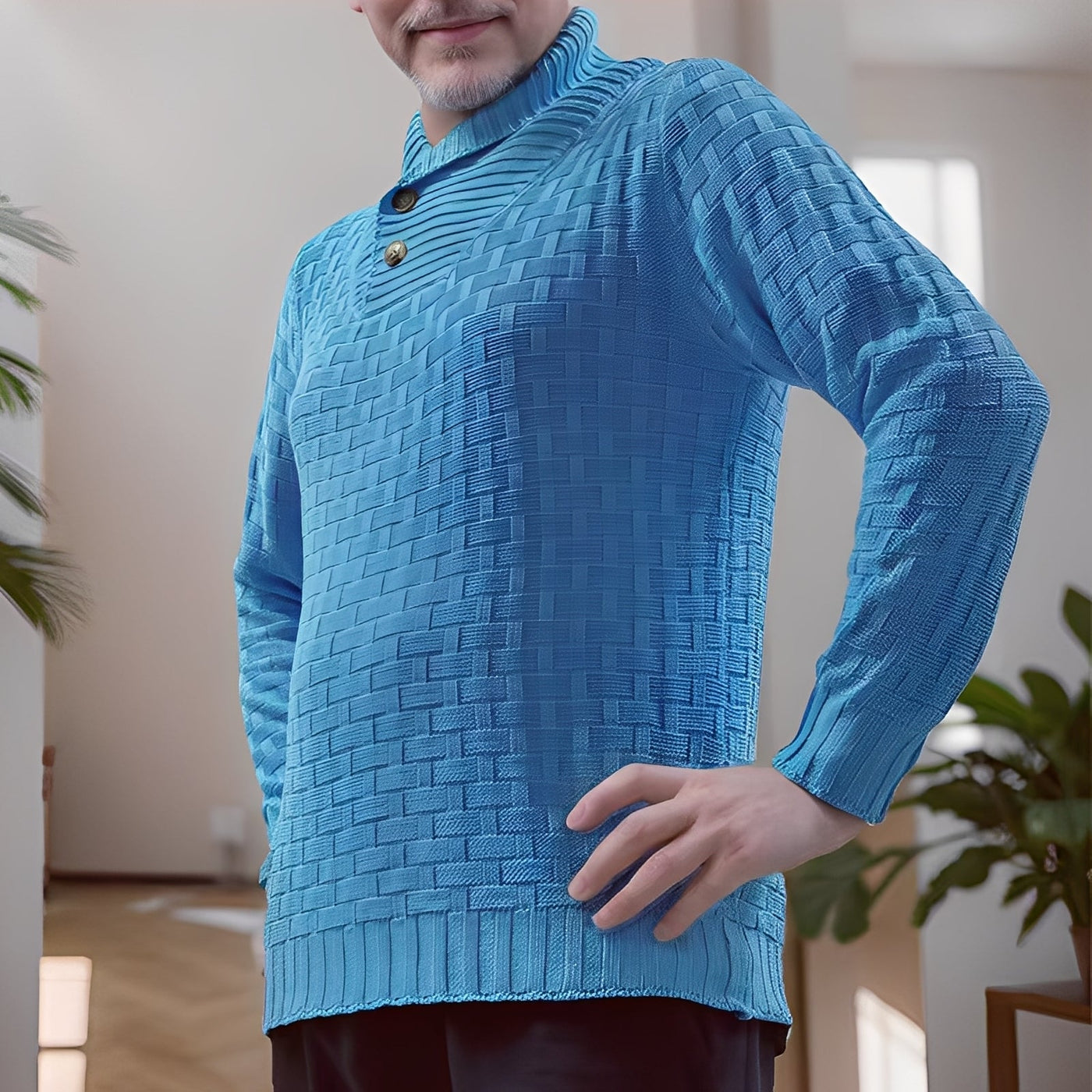 Branson - Suéter de punto casual con cuello alto para hombres