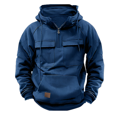 Malcom - Clásico Hoodie con varios bolsillos para hombres