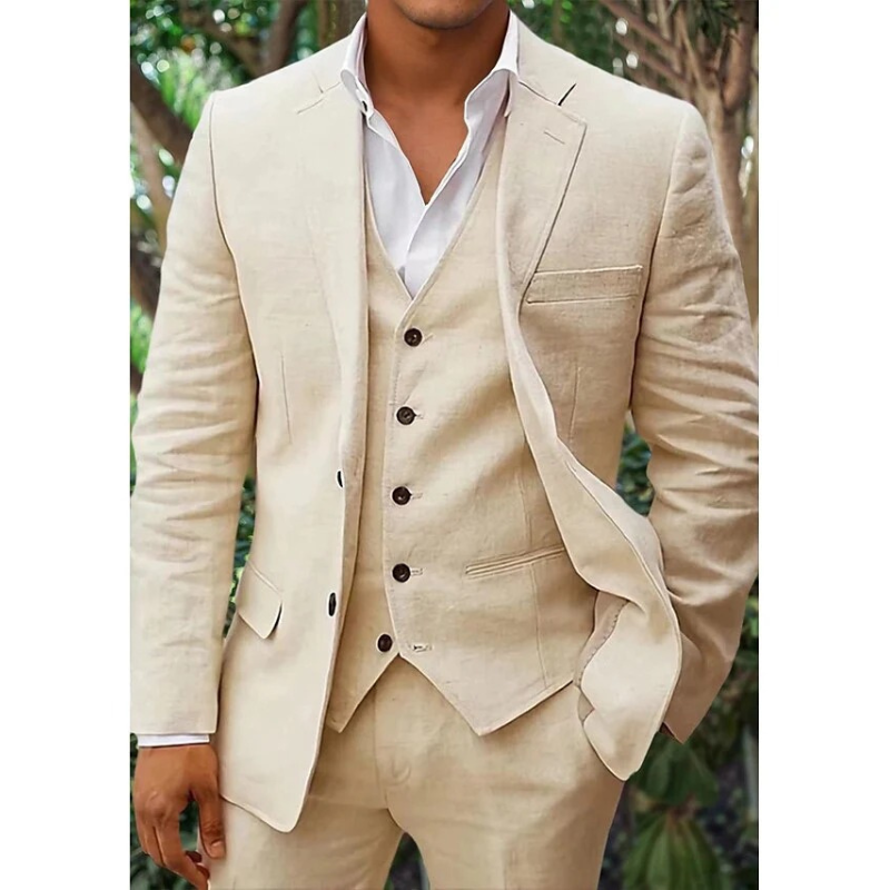 Erik - Conjunto de traje de lino de 3 piezas