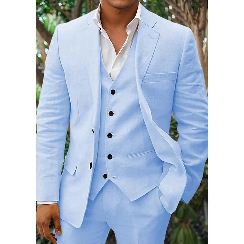 Erik - Conjunto de traje de lino de 3 piezas