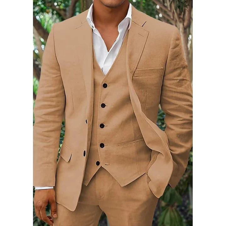 Erik - Conjunto de traje de lino de 3 piezas