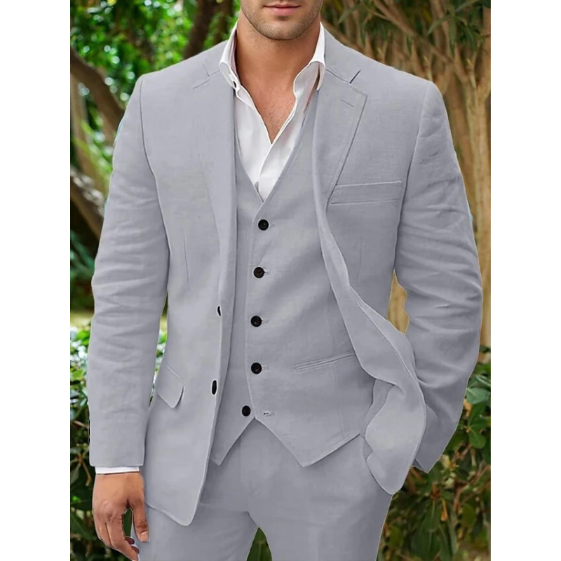 Erik - Conjunto de traje de lino de 3 piezas