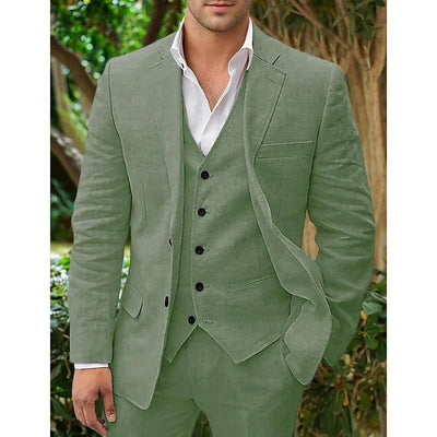 Erik - Conjunto de traje de lino de 3 piezas