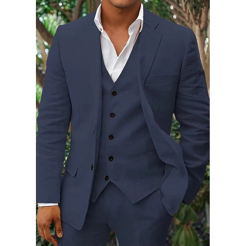 Erik - Conjunto de traje de lino de 3 piezas