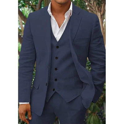 Erik - Conjunto de traje de lino de 3 piezas