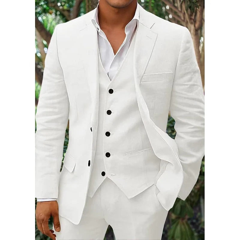 Erik - Conjunto de traje de lino de 3 piezas
