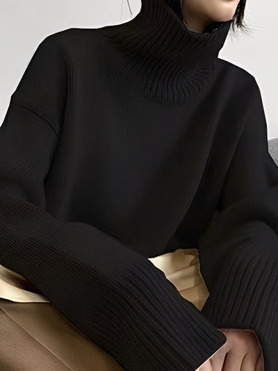Adrienne - Suéter de cashmere con cuello alto, estiloso, suelto y cómodo