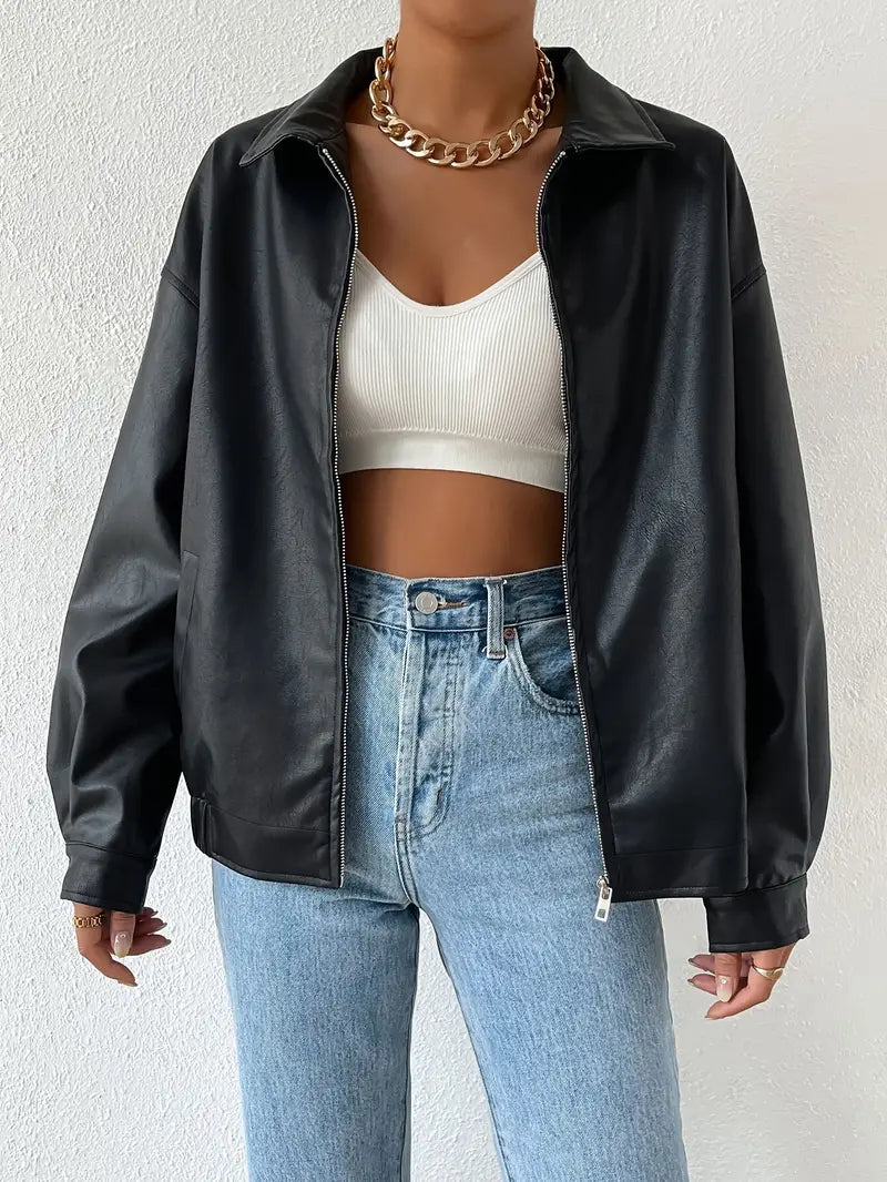 Rachael - Chaqueta de Cuero con Cremallera