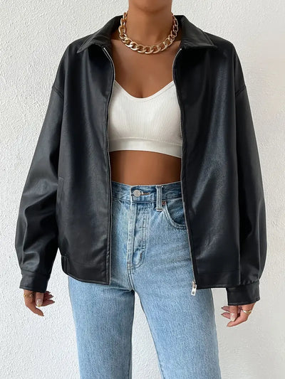 Rachael - Chaqueta de Cuero con Cremallera