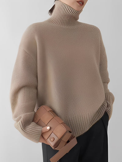 Adrienne - Suéter de cashmere con cuello alto, estiloso, suelto y cómodo