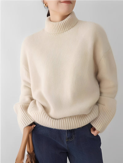 Adrienne - Suéter de cashmere con cuello alto, estiloso, suelto y cómodo