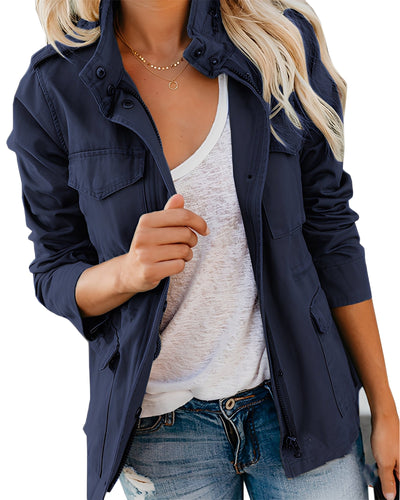 Rachyl - Chaqueta vaquera casual con cremallera para mujeres